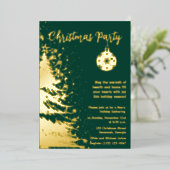 クリスマスパーティー招待状 緑と金 箔シーズンカード (立ち正面)