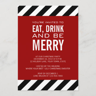 クリスマスパーティー招待状 EAT DRINK BE MERRY 招待状