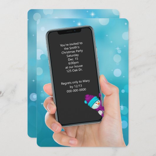クリスマスパーティー文字メッセージ 招待状 (正面/裏面)