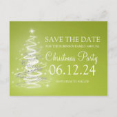 クリスマスパーティー日付のツリーきらめくグリーンを保存 案内ポストカード (正面)