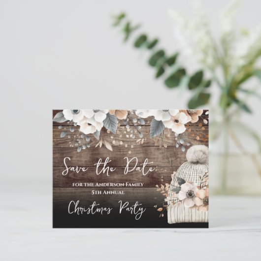 クリスマスパーティー日付はがきを保存 ポストカード (スタンド正面)