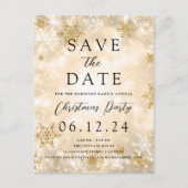 クリスマスパーティー日付金ゴールド冬を保存疑問に思 案内ポストカード (正面)