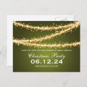 クリスマスパーティー日付金ゴールド文字列ライトを保存 案内ポストカード (正面/裏面)