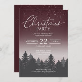 クリスマスパーティー星空の夜景レッド 招待状 (正面/裏面)
