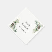 クリスマスパーティー松コーン白い緑 スタンダードカクテルナプキン (角)