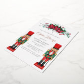 クリスマスパーティー植物玩具くるみ割りバラ金ゴールド 箔招待状 (回転した状態)