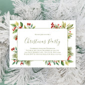 クリスマスパーティー植物赤ホリーグリーン シーズンカード