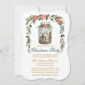 クリスマスパーティー水の色の冬のフローラメイスンジャー 招待状 (正面)