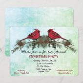 クリスマスパーティー水カラー深紅色招待状 案内状 (正面/裏面)