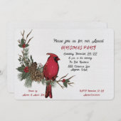 クリスマスパーティー水カラー深紅色招待状 案内状 (正面/裏面)