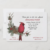 クリスマスパーティー水カラー深紅色招待状 案内状 (正面)