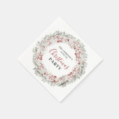 クリスマスパーティー水彩リース スタンダードカクテルナプキン (角)