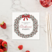 クリスマスパーティー水彩リース スタンダードカクテルナプキン (インサイチュ)