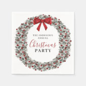 クリスマスパーティー水彩リース スタンダードカクテルナプキン (正面)