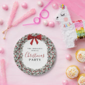 クリスマスパーティー水彩リース ペーパープレート (パーティー)