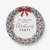 クリスマスパーティー水彩リース ペーパープレート (正面)