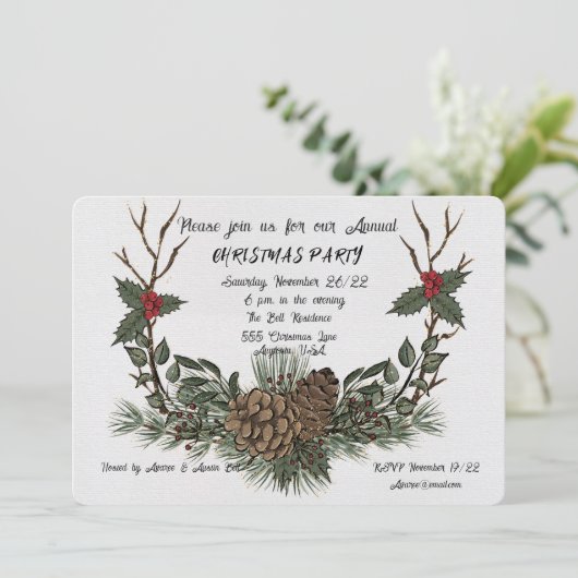 クリスマスパーティー水彩招待状 案内状 (スタンド正面)
