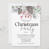 クリスマスパーティー水彩植物学 招待状 (正面)