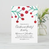 クリスマスパーティー水色ベリーハンド絵を描 招待状 (スタンド正面)