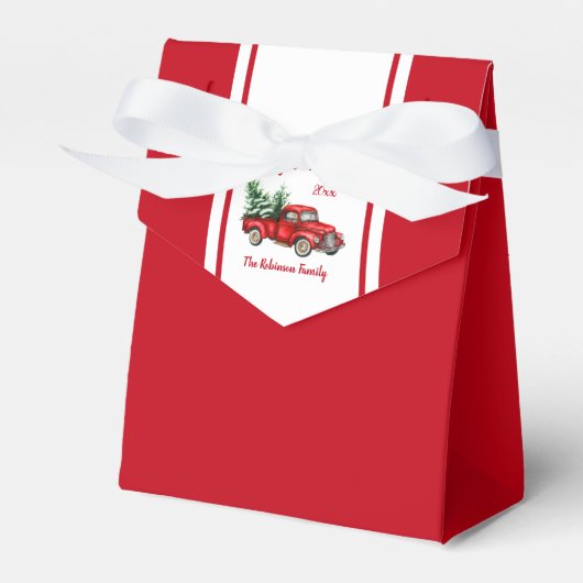 クリスマスパーティー水色ヴィンテージレッドトラックの好意 フェイバーボックス (正面サイド)