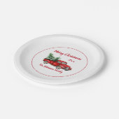 クリスマスパーティー水色ヴィンテージレッドトラック ペーパープレート (アングル)