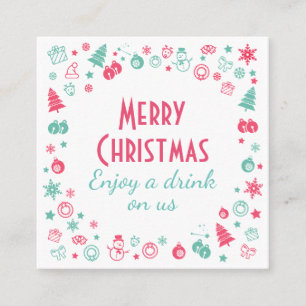 クリスマスパーティー無料飲料券 スクエア名刺