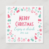 クリスマスパーティー無料飲料券 スクエア名刺 (正面)