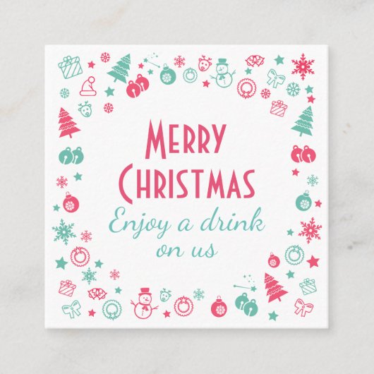 クリスマスパーティー無料飲料券 スクエア名刺 (正面)