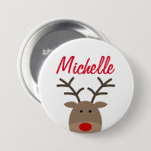 クリスマスパーティー用の大きな名前のトナカイのボタン 缶バッジ (正面&裏面)