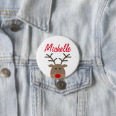 クリスマスパーティー用の大きな名前のトナカイのボタン 缶バッジ (インサイチュ)