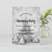 クリスマスパーティー白い銀の雪の結晶 招待状 (スタンド正面)