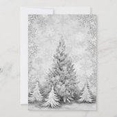 クリスマスパーティー白い銀の雪の結晶 招待状 (裏面)