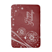 クリスマスパーティー白オーナメント星赤エレガント バスマット (正面縦)