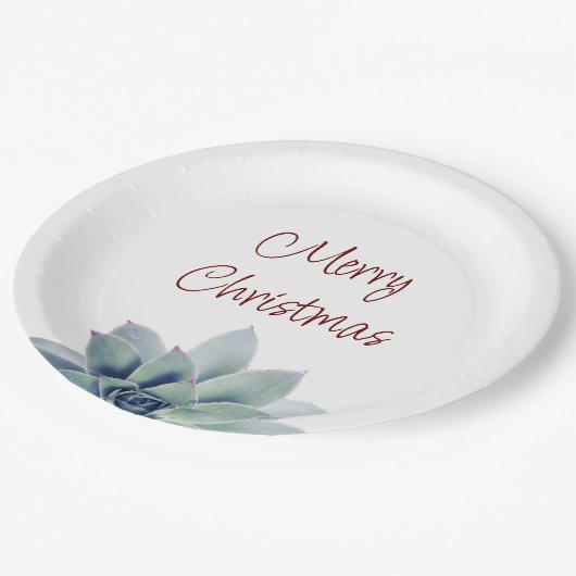 クリスマスパーティー砂漠植物多肉質 ペーパープレート (アングル)