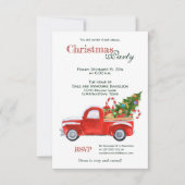 クリスマスパーティー素朴ヴィンテージレッドトラックwツリー 招待状 (正面)