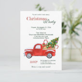 クリスマスパーティー素朴ヴィンテージレッドトラックwツリー 招待状 (スタンド正面)