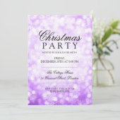 クリスマスパーティー紫きらめくスノーフレーク灯 招待状 (スタンド正面)
