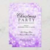 クリスマスパーティー紫きらめくスノーフレーク灯 招待状 (正面/裏面)