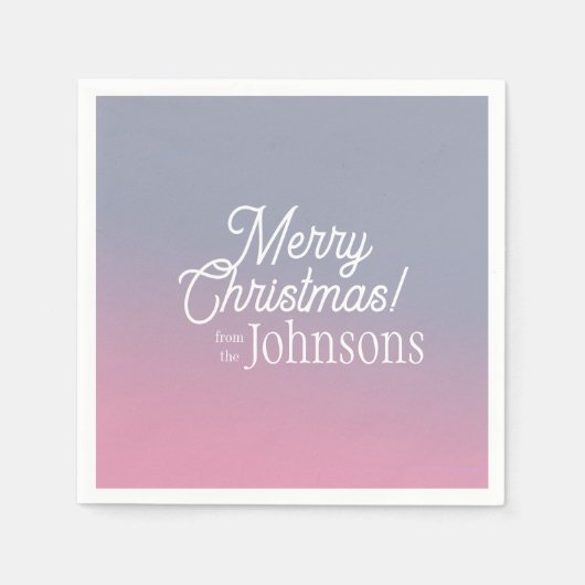 クリスマスパーティー薄紫ピンクグラデーション スタンダードカクテルナプキン (正面)