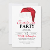 クリスマスパーティー誕生日クリスマスディナーサンタハット 招待状 (正面)