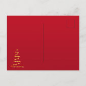 クリスマスパーティー赤い金ゴールドモダンツリーの招待 ポストカード (裏面)