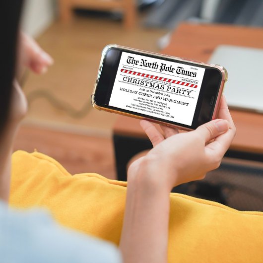 クリスマスパーティー赤と白新聞 招待状