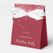 クリスマスパーティー赤グリッターエレガントモダン フェイバーボックス (正面サイド)