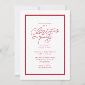クリスマスパーティー赤シンプル白 招待状 (正面)
