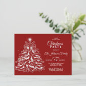 クリスマスパーティー赤白スターズパインツリー 招待状 (スタンド正面)