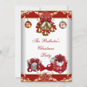 クリスマスパーティー赤白金ゴールド 招待状 (正面)