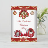 クリスマスパーティー赤白金ゴールド 招待状 (スタンド正面)