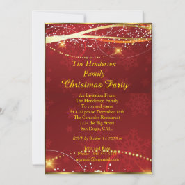 クリスマスパーティー赤金ゴールド 招待状