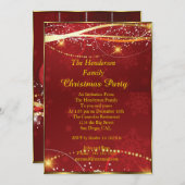 クリスマスパーティー赤金ゴールド 招待状 (正面/裏面)