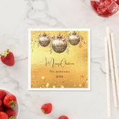 クリスマスパーティー金ゴールドのボーブル星 スタンダードカクテルナプキン (インサイチュ)